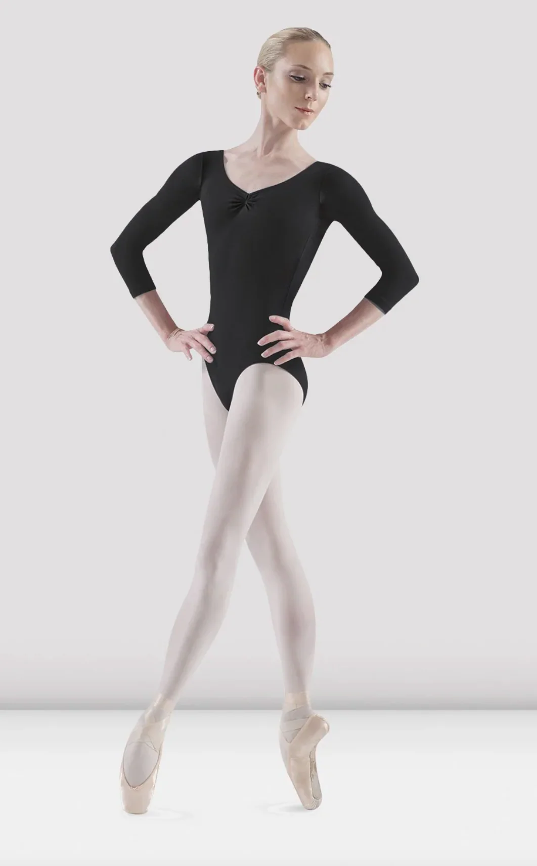 Pinch Front 3/4 Sleeve Leotard