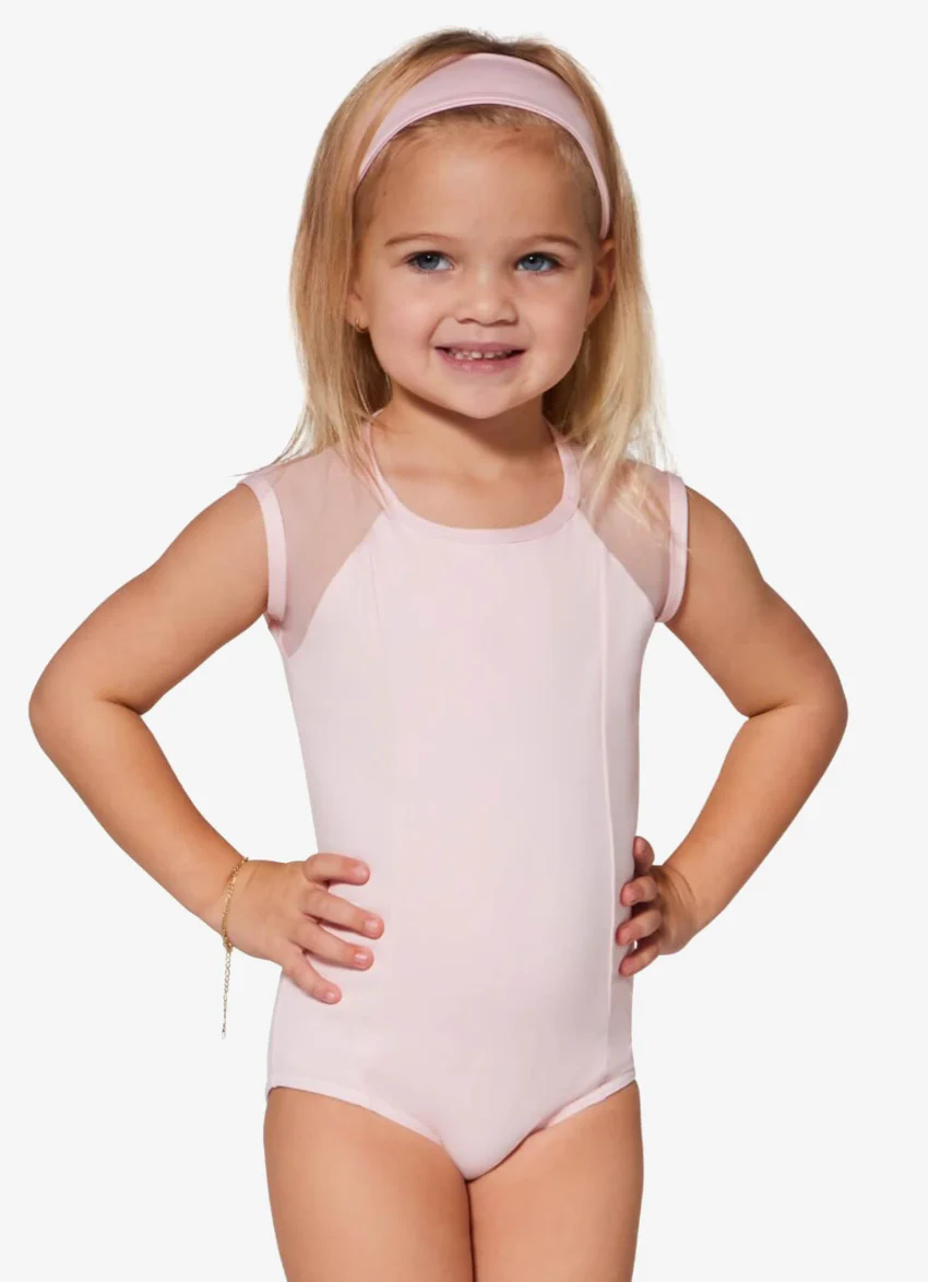 Raglan Mesh Sleeve High Neck Leotard - Child